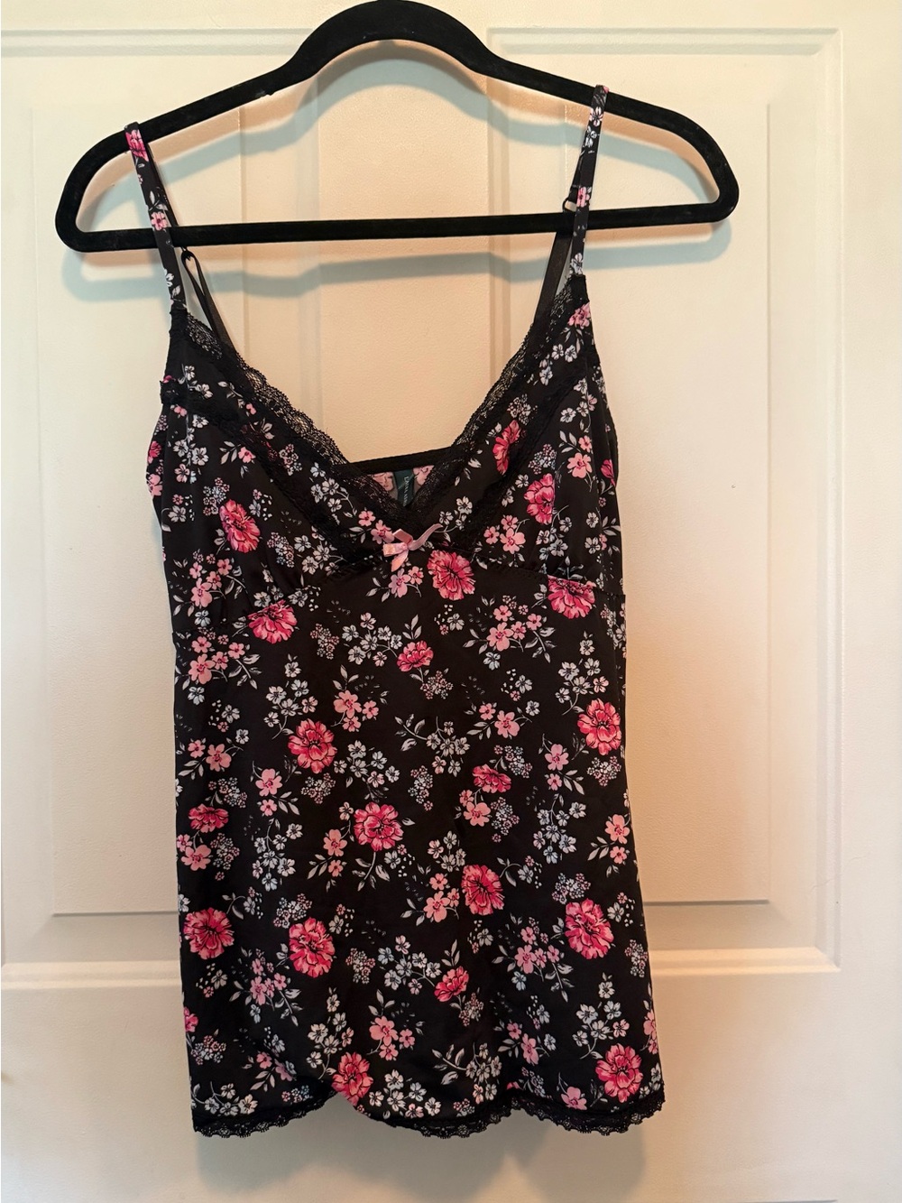 Laura Ashley Black Floral Tank Top with Pink Flowers